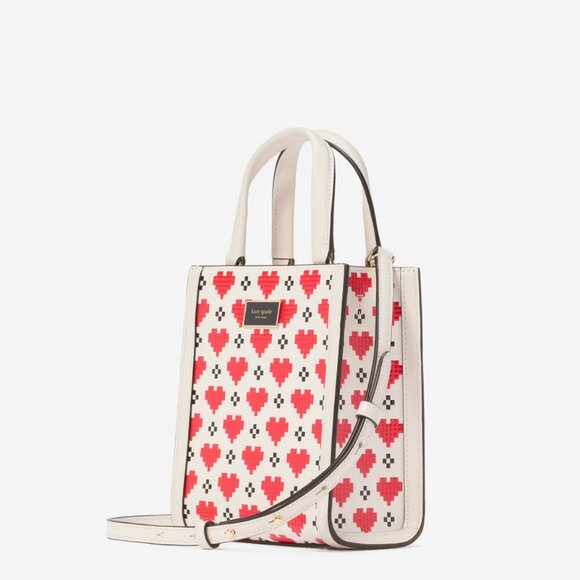 Kate Spade Manhattan Pixel Hearts Mini Tote - New with Dust Bag Saffiano Leather - Picture 6 of 8